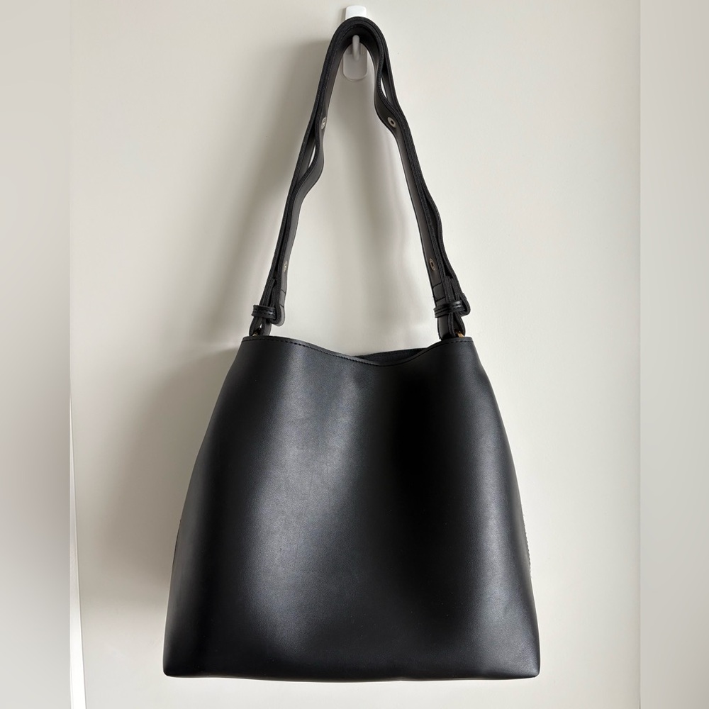 Black Vegan Leather Tote Bag